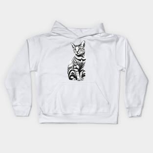 Cat Black and White Kids Hoodie